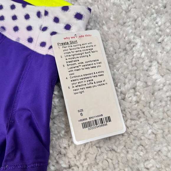 Lululemon Presta Shirt Purple Polka Dot White Womens 6 NEW - Picture 5 of 9